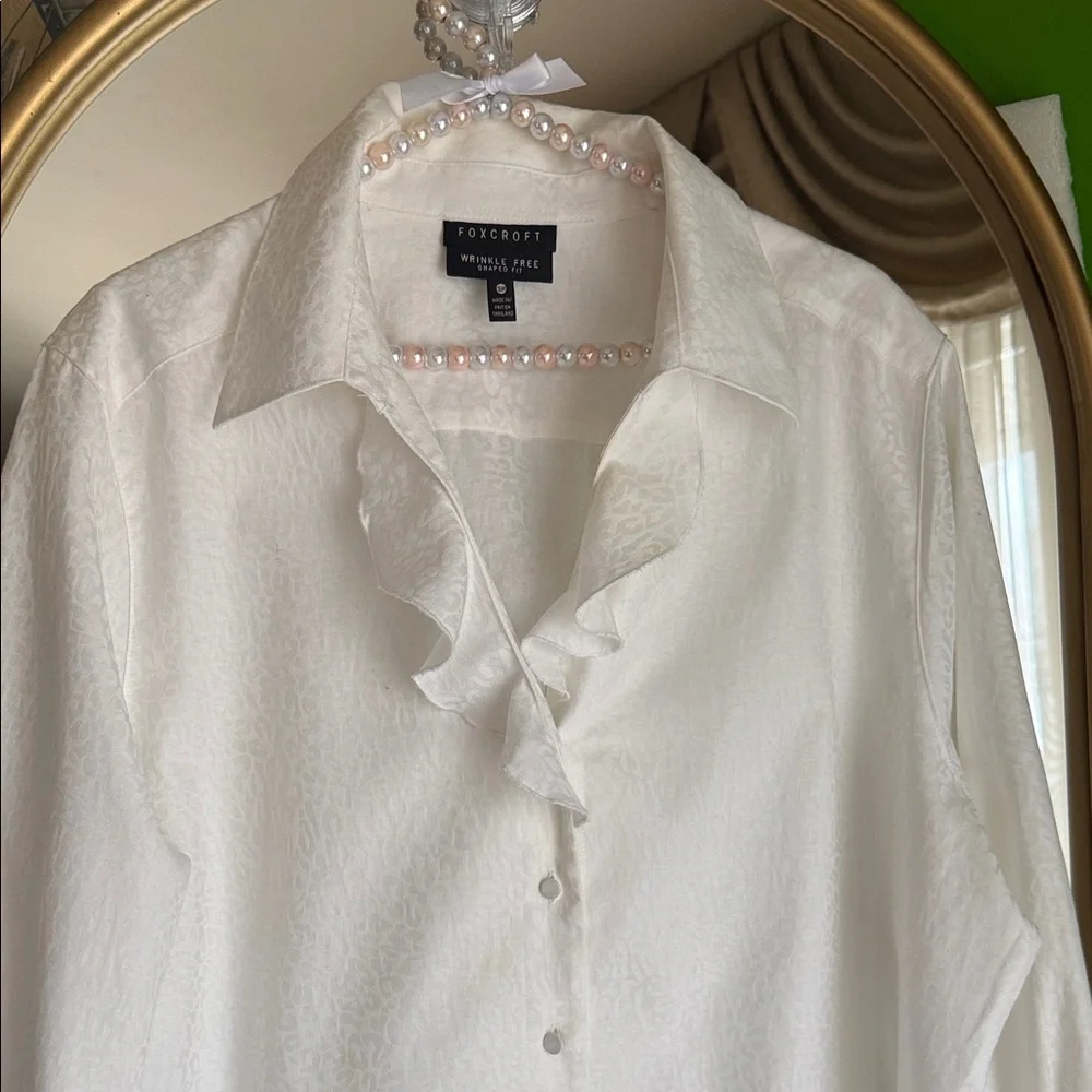 Foxcroft White Ruffle Blouse - Picture 3 of 10